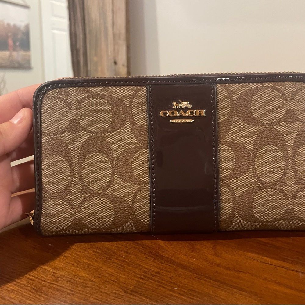 Coach Accordion Signature Color Block Canvas Zip … - image 3